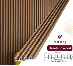 Hazelnut Wood WPC Fluted Wall Panel – 9 FT Decorative Waterproof Interior Wall Cladding