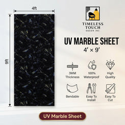 Premium Black UV Marble Sheet (9ft x 4ft)