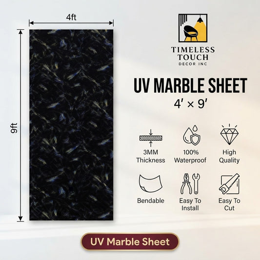 Premium Black UV Marble Sheet (9ft x 4ft)