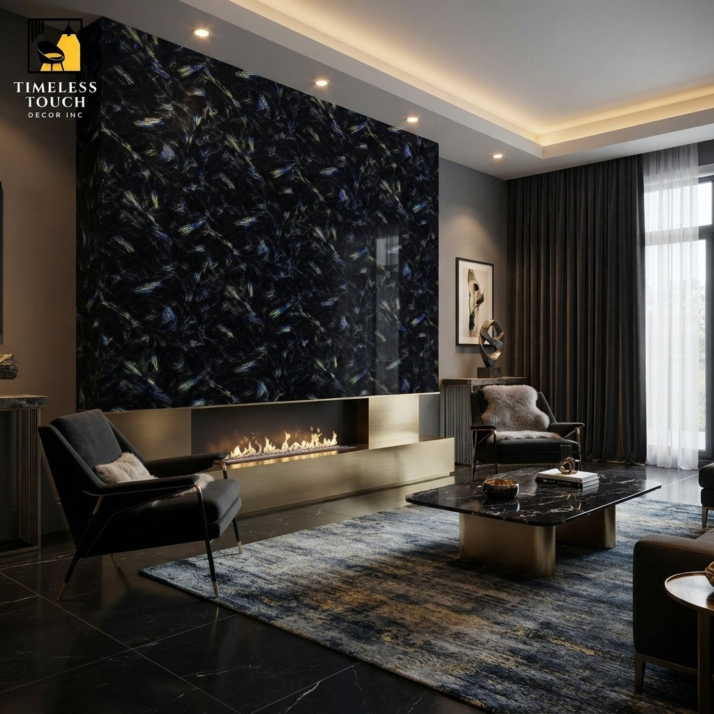 Premium Black UV Marble Sheet (9ft x 4ft)