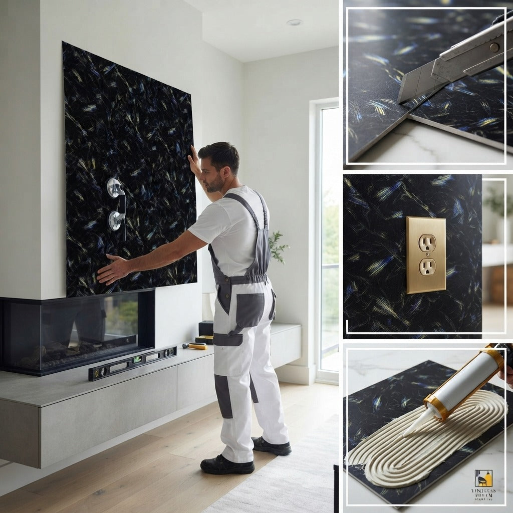 Premium Black UV Marble Sheet (9ft x 4ft)