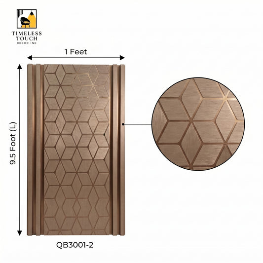 (3D Geometric Gold Line / Light Wood Panel)