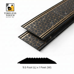 (Black Marble with Gold Geometric Inlay)