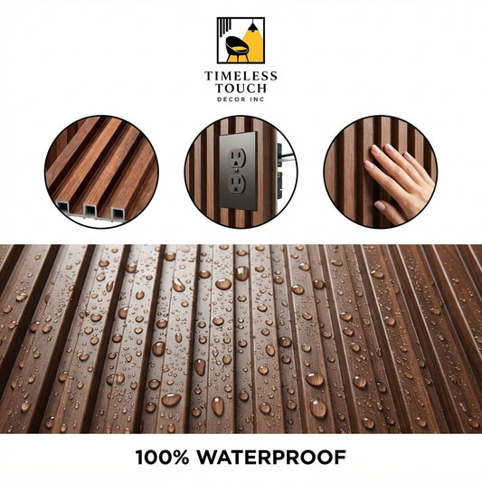 Walnut Brown WPC Fluted Wall Panel – 10 FT Decorative Waterproof Interior Wall Cladding
