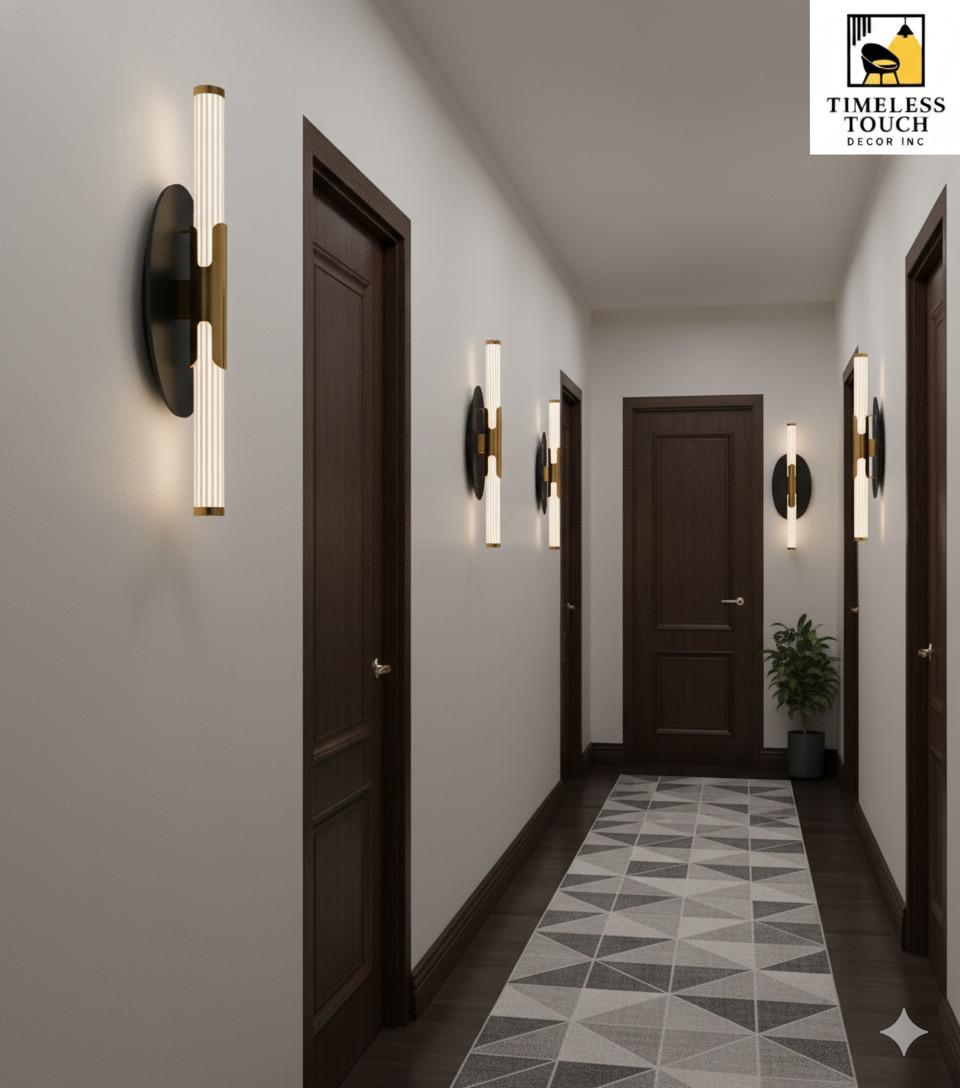 Modern Black & Gold LED Wall Sconce (Single Ring Crystal Effect)