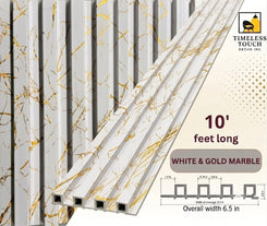 Luxury White Fluted Wall Panel with Metallic Gold Veining (Marble Effect)
