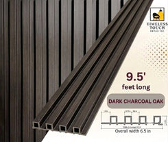 3D Fluted Wall Panel - Dark Walnut Faux Wood Grain (Vertical Slats)