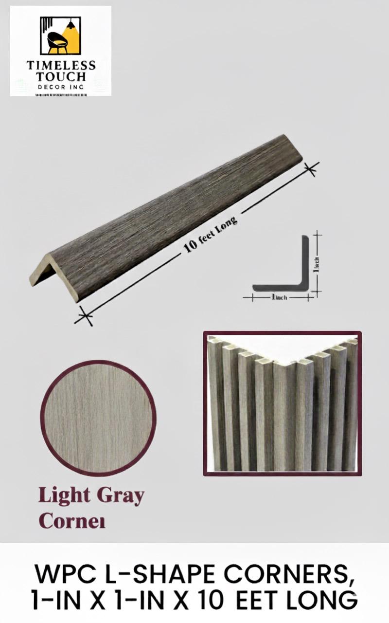 10 FT WPC L-Shape Outside Corner Trim (Wood Grain & Metallic Finishes)