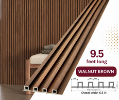 Walnut Brown WPC Fluted Wall Panel – 10 FT Decorative Waterproof Interior Wall Cladding