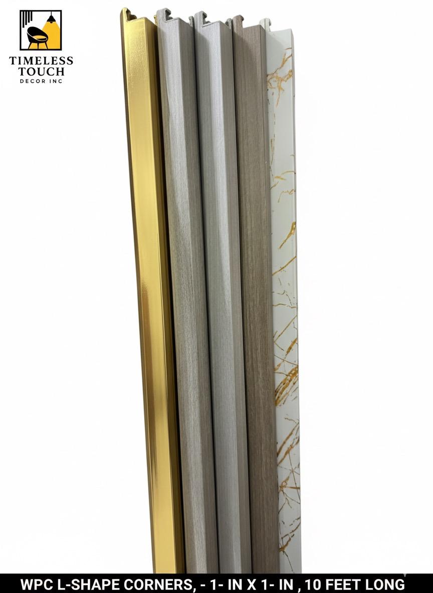 10 FT WPC L-Shape Outside Corner Trim (Wood Grain & Metallic Finishes)