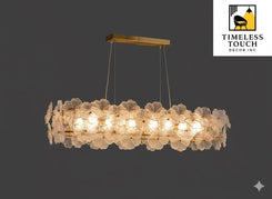 Luxury Rectangular LED Crystal Flower Chandelier (Modern Glam Dining/Living)