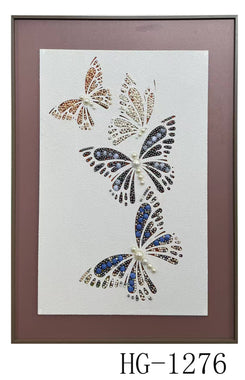 3D Beaded Butterfly Shadow Box Wall Art