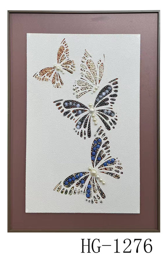 3D Beaded Butterfly Shadow Box Wall Art