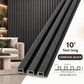 3D Fluted Wall Panel - Deep Charcoal Black Faux Wood Grain (Vertical Slats)