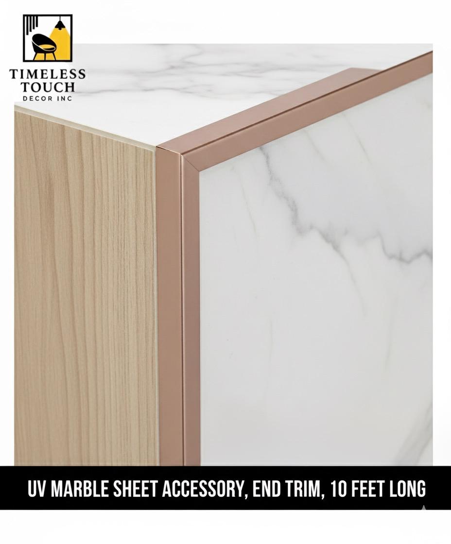 10 FT Metallic Rose Gold End Trim / J-Channel for Wall Panels (UV Marble Accessory)