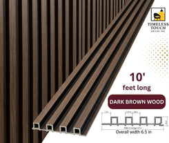 3D Fluted Wall Panel - Rich Espresso Faux Wood Grain (Vertical Slats)