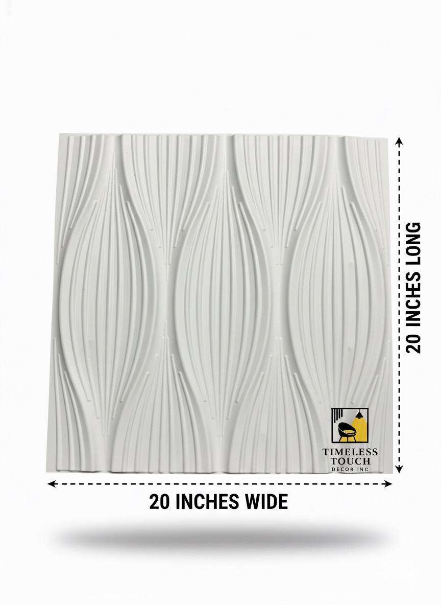 3D White Vertical Ripple Wave Sculpted Wall Panel