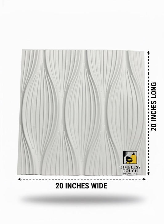 3D White Vertical Ripple Wave Sculpted Wall Panel