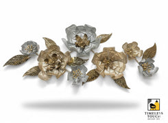 3D Gold and Silver Metallic Floral Wall Sculpture