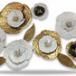 Glam White, Black, and Gold Floral Metal Wall Art