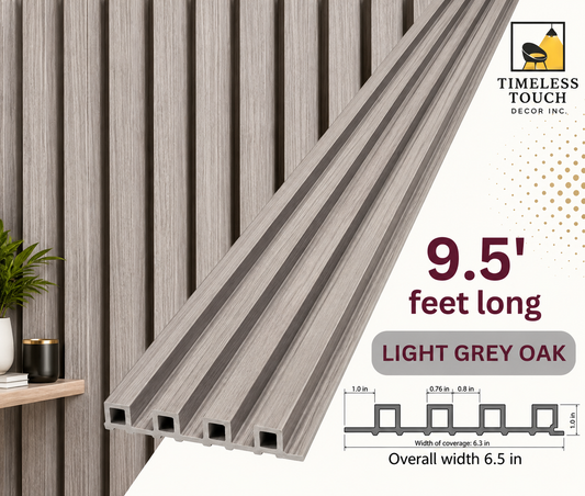 3D Fluted Wall Panel - Coastal Gray Faux Wood Grain (Vertical Slats)