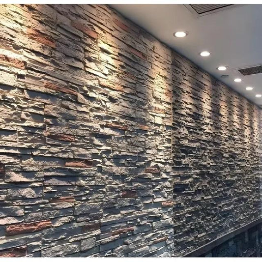 3D Faux Stacked Slate Vertical Panel (Variegated Multi-Gray Blend)