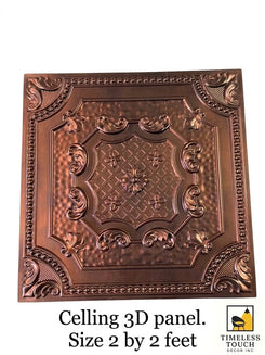 Antique Copper 3D Ceiling Panel – 2×2 Feet