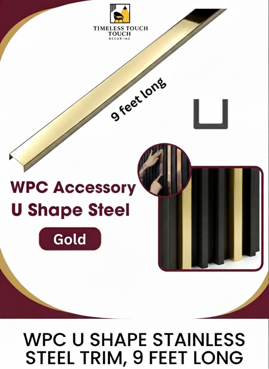10 FT WPC U-Shape Stainless Steel Look Trim (Multi-Color Edge Cap)