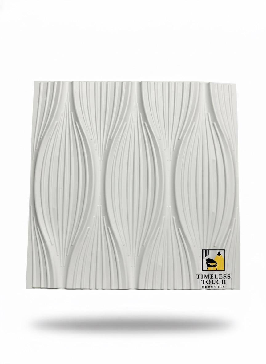3D White Vertical Ripple Wave Sculpted Wall Panel