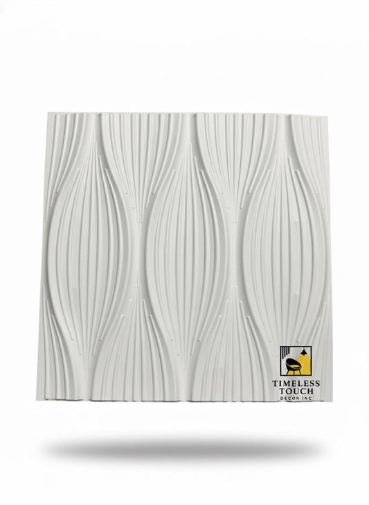 3D White Vertical Ripple Wave Sculpted Wall Panel