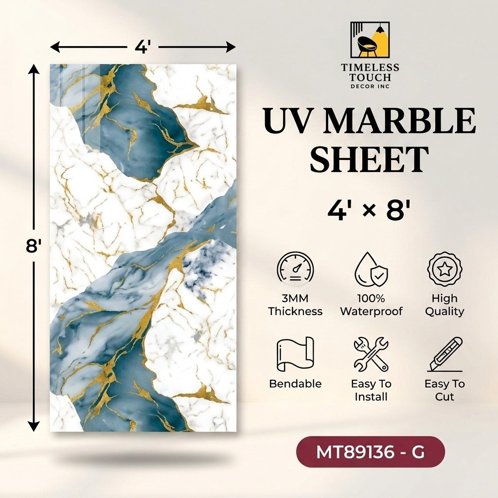 UV Marble Sheet 4' × 8' – 3mm Thickness, MT89136-G