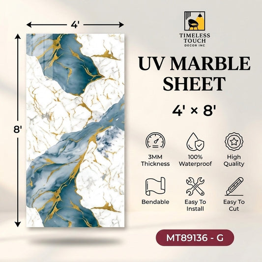 UV Marble Sheet 4' × 8' – 3mm Thickness, MT89136-G