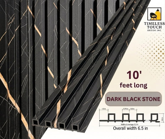 Luxury Black Fluted Panel with Abstract Gold Marble Veining