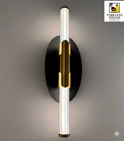 Modern Black & Gold LED Wall Sconce (Single Ring Crystal Effect)