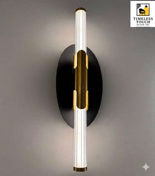 Modern Black & Gold LED Wall Sconce (Single Ring Crystal Effect)