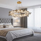 Luxury Amber Crystal Ring Chandelier with Fluttering Butterflies