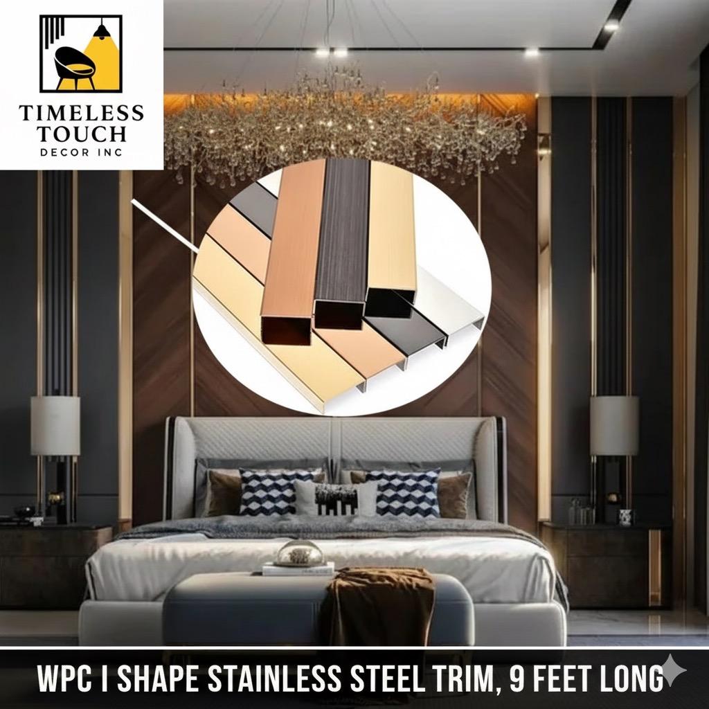 9 FT WPC I-Shape Stainless Steel Look Trim (Multi-Color Flat Strip)