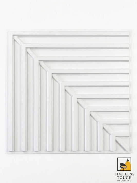 White Geometric 3D Ceiling Panel – 2×2 Feet