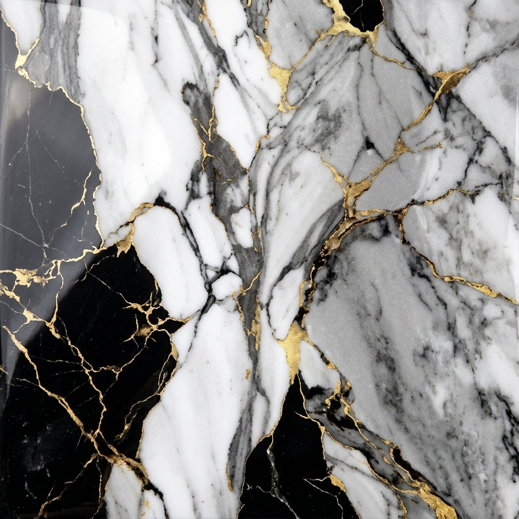 Black & Gold Calacatta UV Marble Sheet (9ft x 4ft)