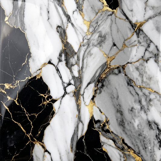 Black & Gold Calacatta UV Marble Sheet (9ft x 4ft)