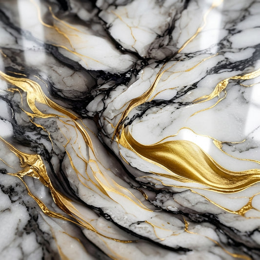 Gold Wave & Black Veined UV Marble Sheet (9ft x 4ft)